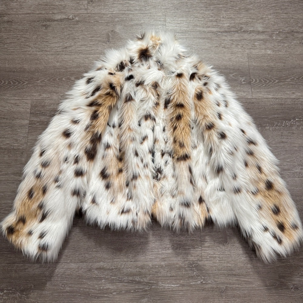 Trafza Faux Fur Jacket Women S Animal Print Snow Leopard Glam Mob Wife Chic Coat
